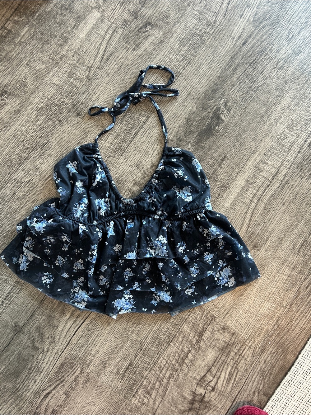 wild fable Floral Ruffle Halter Crop Top